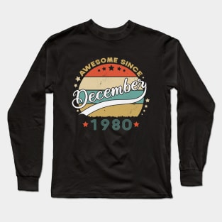 Awesome Since December 1980 Birthday Retro Sunset Vintage Long Sleeve T-Shirt